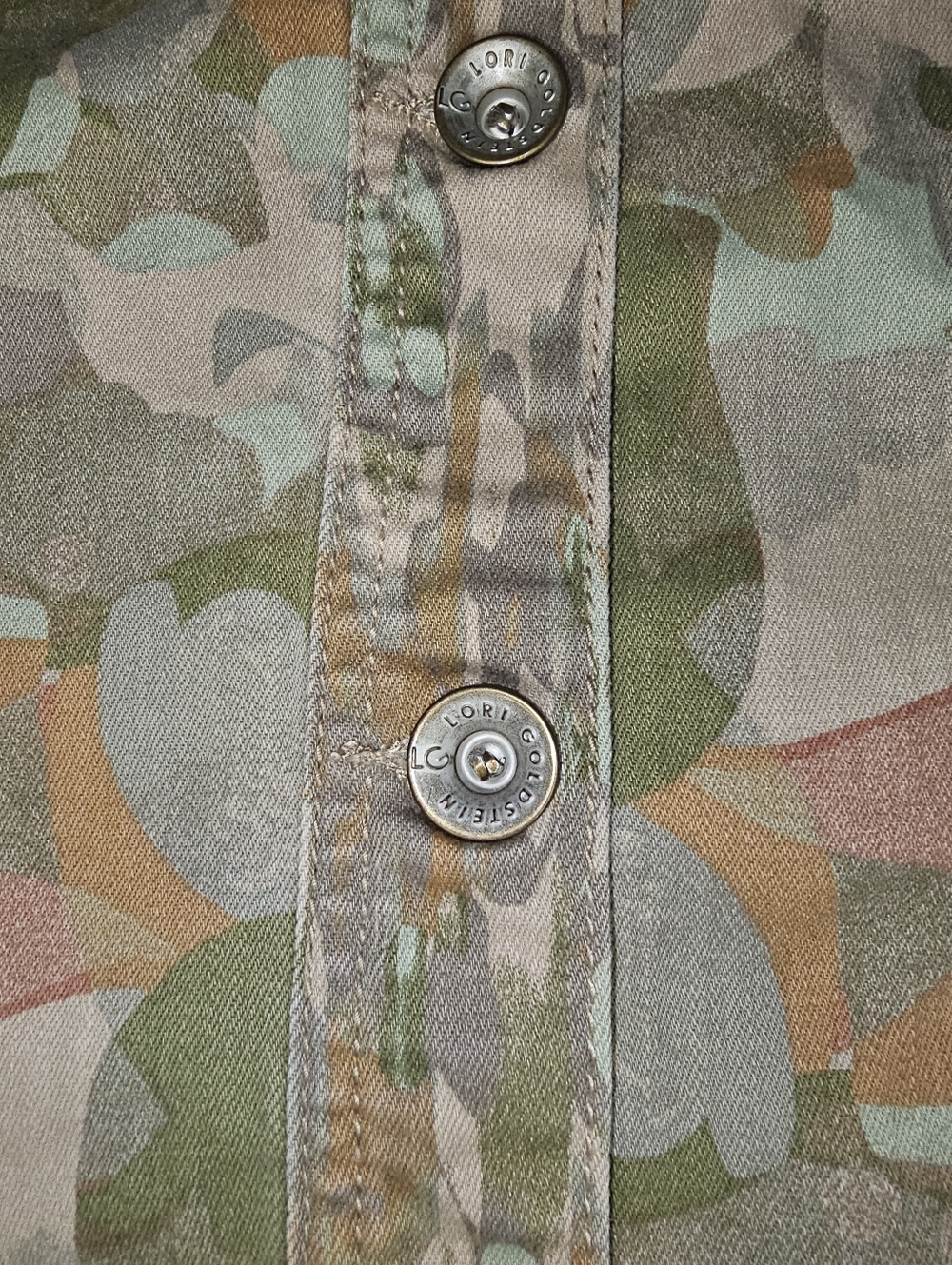 Logo Lori Goldstein Light Weight Camo Print Button Down Jacket Pockets Sz 10 - Picture 4 of 12